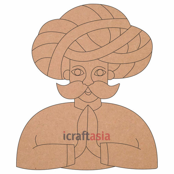 Rajasthani Men Pre Marked Cutouts MDF for Art and Craft