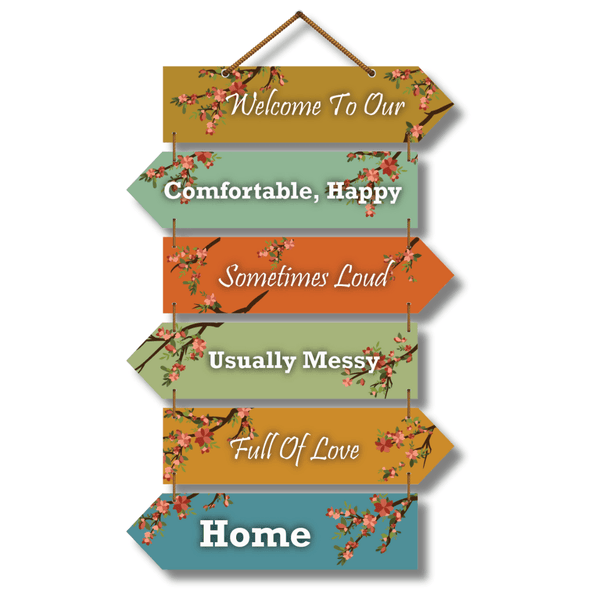 Welcome to our home Wooden wall hanging