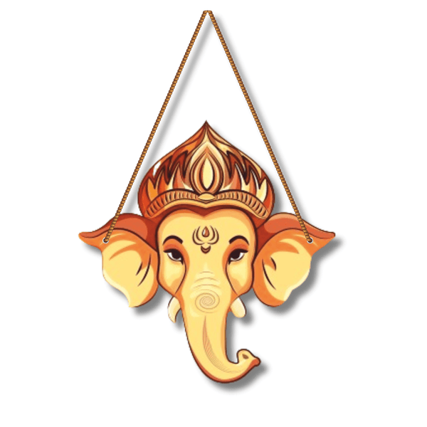 Ganesha Face Wooden Wall Hanging