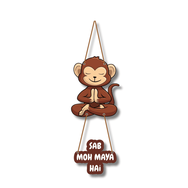 Sab Moh Maya Monkey Wooden Wall Hanging