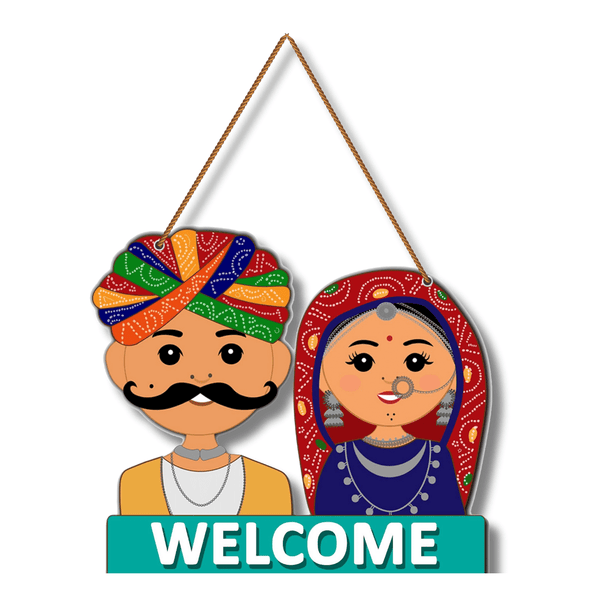 Rajasthani Couple Cute Indian Traditional Of Rajasthan Wooden Wall Hanging