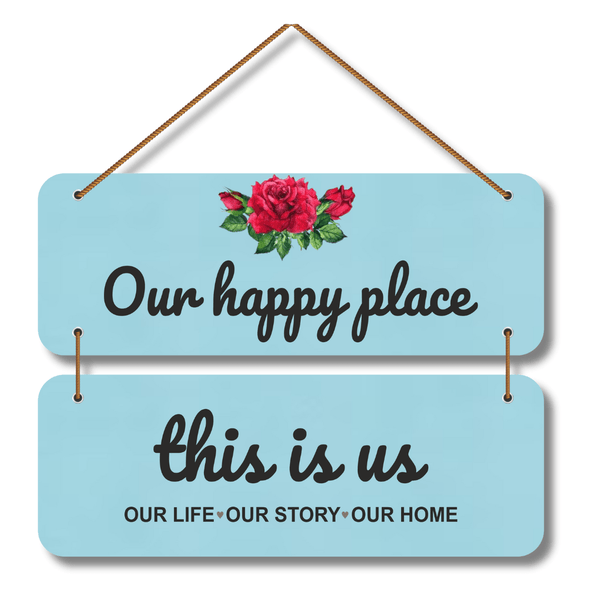 Our Happy Place Decorative Wooden Wall Hanging