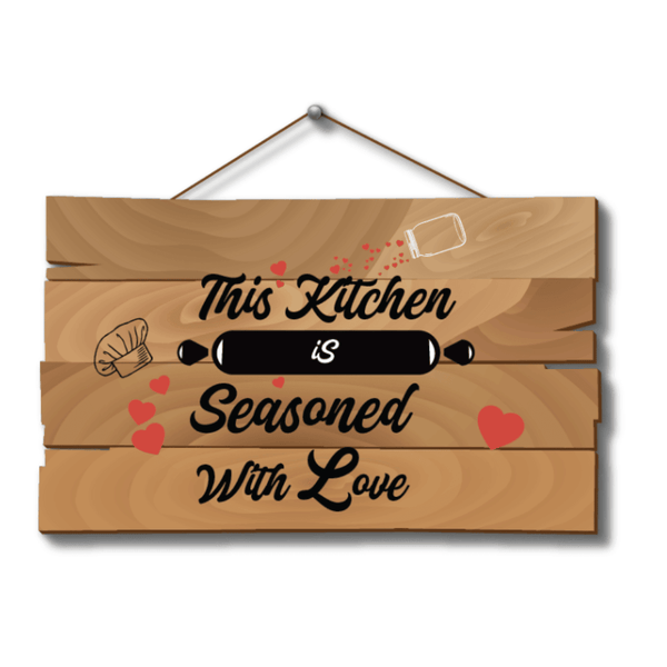 This Kitchen is Seasoned With Love' Wooden Wall Hanging