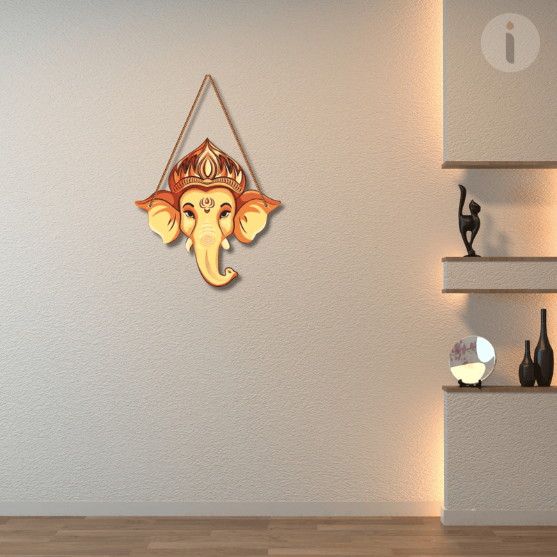 Ganesha Face Wooden Wall Hanging