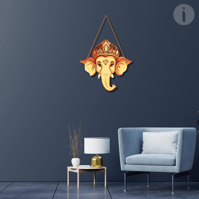 Ganesha Face Wooden Wall Hanging