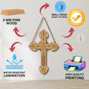 Holly Cross Wooden Wall Hanging - ICraft asia