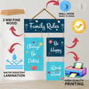 Family Rules Be Happy Wooden Wall Hanging - ICraft asia