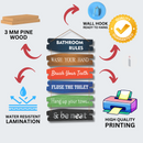 Bathroom Rules Wooden Wall Hanging - ICraft asia