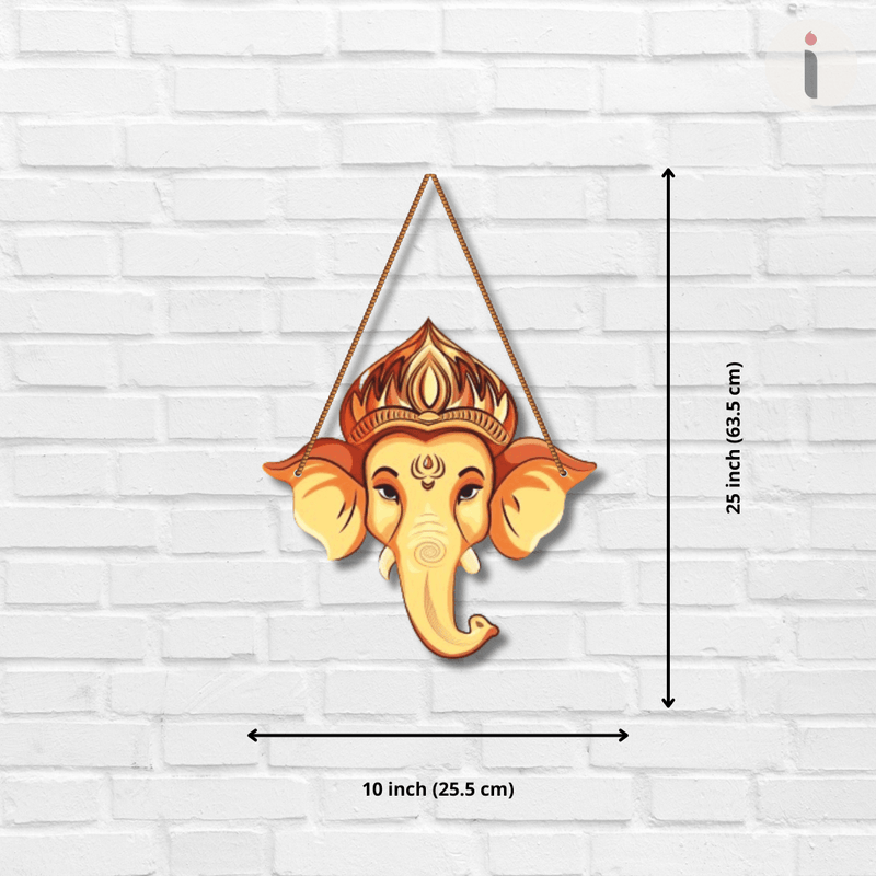 Ganesha Face Wooden Wall Hanging