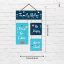 Family Rules Be Happy Wooden Wall Hanging - ICraft asia