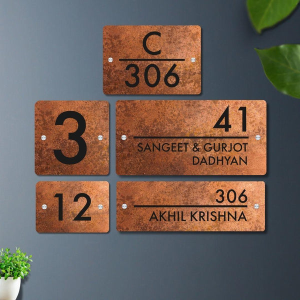 Futura (Rust Black) - Contemporary House Number/Name Sign