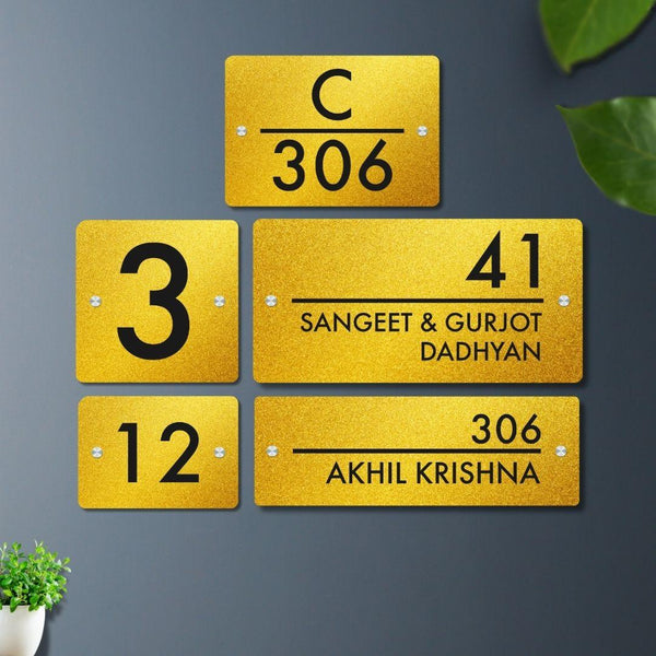 Futura (Golden) - Contemporary House Number/Name Sign