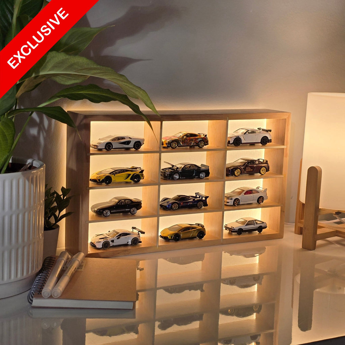 🔥Exclusive Drop Wooden LED Hot Wheels Organizer Don't Miss Out