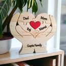 Heart Hug Bunch with Family Name - Customizable Wood Puzzle - ICraft asia