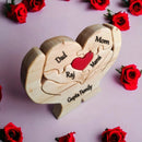 Heart Hug Bunch with Family Name - Customizable Wood Puzzle - ICraft asia