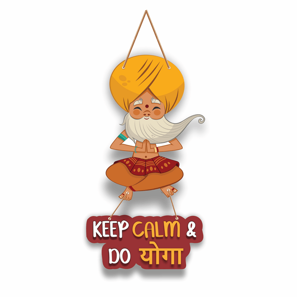 Keep Clam & Do Yoga Decorative Wall Hanging Wooden Art